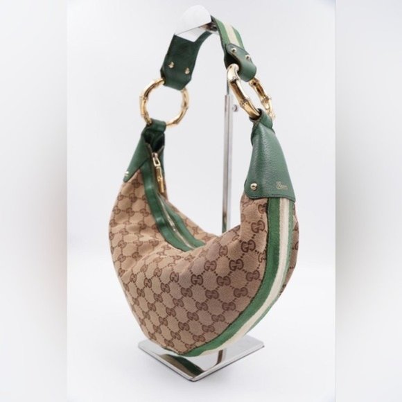 Gucci GG Bamboo Ring Hobo-green & beige - Picture 5 of 15
